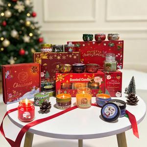 Christmas Scented Soy Wax Candle Set <b>Glass</b> Jar Tin Holiday Decor Gift Box Collection - Product Image 1