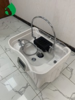 Yimei 5.0 Lavabo mobile pour spa capillaire, sans plomberie, bac à shampoing, grand réservoir de stockage d'eau et réservoir d'eaux usées avec unité de vapeur pour salon