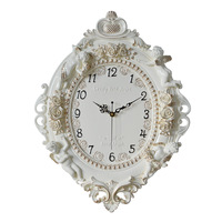 Jam Dinding Resin Kreatif Motif Mawar dengan Bentuk Bundar, Tanpa Suara, untuk Ruang Tamu, Kamar Tidur, Hotel, Restoran