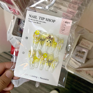 10 Uds. <span class=keywords><strong>Uñas</strong></span> Postizas de Lujo 3D <span class=keywords><strong>con</strong></span> Diseño Floral Transparente, <span class=keywords><strong>Uñas</strong></span> Acrílicas Hechas a Mano al por Mayor, Cobertura Completa <span class=keywords><strong>con</strong></span> Pegamento - Product Image 3