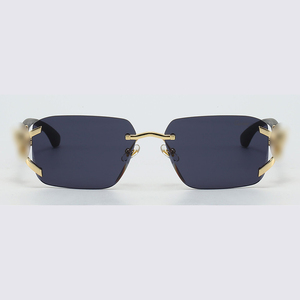 Gafas de Sol Clásicas Carer Doradas, Gafas de Marca de Lujo, Gafas de Sol de Diseñador, Gafas de Metal sin Montura, Gafas con Protección UV - Product Image 3