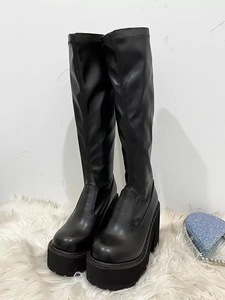 Bottes pour femme tendance mi-mollet à semelle épaisse, talon aiguille sexy, plateforme très haute - Product Image 6