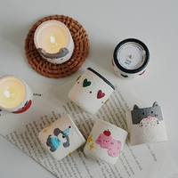 Bougies parfumées fantaisie en cire de soja, mini-tasses de dessins animés peintes à la main, mignonnes et de qualité supérieure, pour l'aromathérapie, cadeau de fêtes Diwali