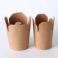 Boîte à nouilles à fond rond 64oz seau en papier de poulet frit kfc récipient à collation en papier kraft jetable personnalisé