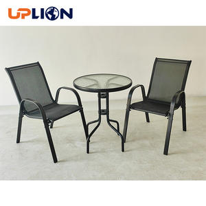 Uplion Ensemble de chaises de table à manger de patio Mobilier de jardin extérieur 3pcs Acier Teslin Hôtel Chaises Ensemble de table Jardin Métal Bistro Sets - Product Image 5