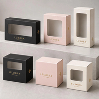 Boîte en papier de luxe avec logo personnalisé, fenêtre transparente en PVC, estampage à chaud doré, emballage cadeau pour bougies, parfums, cosmétiques
