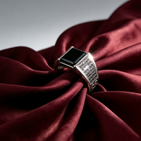 Kaanjewelry Bague Chevalière Carrée en Argent Sterling 925 pour Homme, Incrustée d'Onyx Noir, Hypoallergénique, Style Rétro, en Argent Massif, pour Usage Quotidien