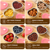 Boîtes de conservation alimentaire en acier inoxydable 304 en forme de cœur, 350 ml, 900 ml, 1900 ml, avec couvercle rose, réutilisables, pour fruits et préparation de repas