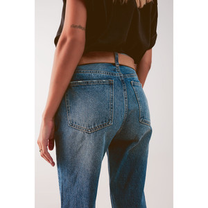 Jean taille haute avec fente sur la cuisse en bleu moyen - Product Image 3