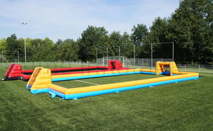 Customized 3v3 <strong>Inflatable</strong> Football Pitch Slip and <strong>Slide</strong> Advertising <strong>Inflatables</strong>