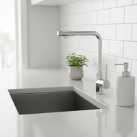 Robinet d'eau chromé à poignée unique Tidjune, robinet de filtration d'eau pivotant avec purificateur d'eau à 3 voies, robinets de cuisine