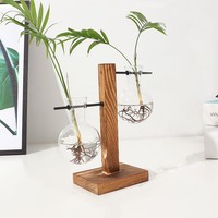 Vase hydroponique créatif transparent pour la culture aquatique de roses vertes, en verre, design simple et moderne pour la maison