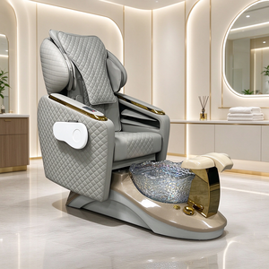 Fauteuil de pédicure spa de luxe avec massage, fauteuil de pédicure électrique inclinable avec bassin en verre - Product Image 1