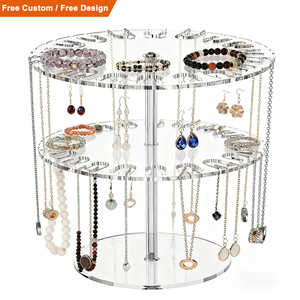 OEM sang trọng Acrylic Vòng cổ Khung treo cây Vòng cổ xoay tổ chức chủ lucite hiển thị đứng Rack với vòng cơ sở - Product Image 1