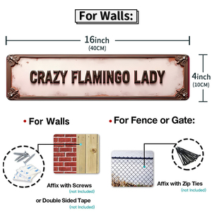 Calm the Flock Down Crazy Flamingo Lady - Juego <span class=keywords><strong>de</strong></span> Letreros Metálicos Retro para Decoración <span class=keywords><strong>de</strong></span> Pared del Hogar, para Patio - Product Image 2