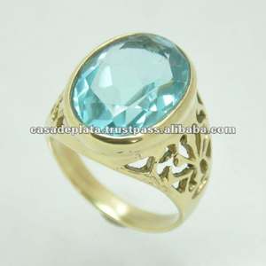 925พลอยบุษราคัมสีน้ำเงินแหวนเงินสเตอร์ลิงแหวนชุบทองสำหรับงานปาร์ตี้ใส่แหวนสำหรับผู้ชายผู้หญิงผลิตโดย Casa de Plata - Product Image 2