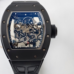 Montre mécanique de luxe pour homme Umi, boîtier tonneau, cadran squelette, tourbillon, verre saphir, bracelet en silicone, 42 mm, RM-055 - Product Image 3