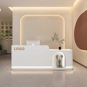 Comptoir de réception moderne haut de gamme blanc avec éclairage LED et tiroirs verrouillables pour spa, salon de beauté, hôtel, boutique, supermarché, hôpital - Product Image 3