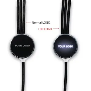 China Manufacture Price 1.2 M Custom LED Logo Aluminum Shell Nylon Braided 3 In 1 Mobile Phone Charging Cable