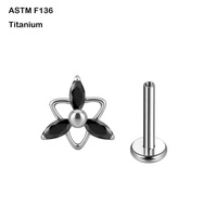 ASTM F136 Titane À La Mode CZ Labret Piercing Interne Lèvre Stud Fil Boucles D'oreilles Stud Oreille Cartilage Corps Piercing Femmes Bijoux