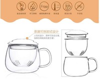 Gelas Teh Kaca Bening 300ml Grosir dengan Struktur Dinding Tunggal, Tahan Panas, Dilengkapi Infuser dan Pegangan untuk Minuman, Kopi, Bir, Hadiah