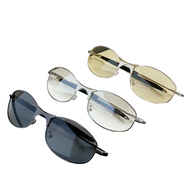Retro Cat Eye Small Frame Full Rim UV400 Sunglasses Futuristic High Quality Fashion Curved Lenses Y2K Metal Designer Unisex