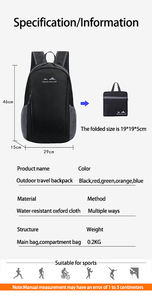 <span class=keywords><strong>Sac</strong></span> à <span class=keywords><strong>dos</strong></span> de voyage, <span class=keywords><strong>sport</strong></span> et camping tendance, personnalisé, ultra léger, à motif lettres, imperméable, en polyester, avec fermeture éclair, à prix abordable - Product Image 5