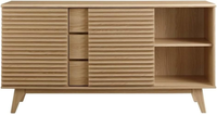 Modway Render Meuble buffet ou meuble TV de style moderne du milieu du siècle de 63 po avec rangement réglable en chêne