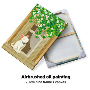Quadro su Tela con Cornice per Finestra, Paesaggio con Gatti, Ristorante, Soggiorno, Camera dei Bambini, Decorazione Murale da Appendere - Product Image 6
