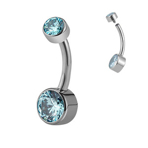 Anillo de Ombligo de Titanio POENNIS G23 con Doble Cabeza de Zirconia Flotante, Joyería de Piercing para Ombligo - Product Image 6