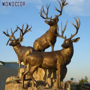 Wondecor Outdoor Garten lebensgroße Bronze Hirsch Statue Tiers kulptur