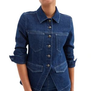 Chaqueta Vaquera de Mezclilla para Mujer, Diseño Nuevo, Alta Calidad, Ajustada, Casual, Manga Larga, Estilo Blazer con Botones - Product Image 1