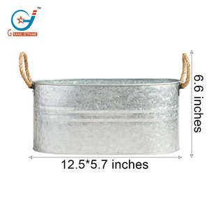 Productos al por mayor, Tina de bebida de Metal galvanizado de 1,9 galones con mango de cuerda, cubos de <span class=keywords><strong>hielo</strong></span>, tinas de bebidas para fiesta - Product Image 2