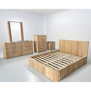 Meubles de chambre à coucher en chêne, taille king, 5 pièces, ensembles complets de chambre à coucher, lit queen en bois avec rangement - Product Image 2