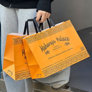 Bolsa de Papel Kraft Marrón con Asas, Biodegradable y Ecológica, para Comida para Llevar de Restaurantes y Servicios de Catering, con Logotipo Personalizado - Product Image 2