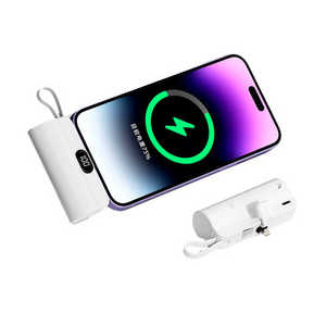 Promotional Gifts 5000mAh Pocket Capsule Power Bank with Type-C Cable 10W Output for iPhone Small Built-in Charging Solution