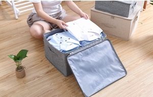 55L Foldable Storage Bins Storage <b>Boxes</b> with Lids and Handles Storage Baskets in Linen Organizers for Toys Shelves - Product Image 6