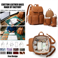 Sac à langer en cuir pour femme, sac à dos en cuir de vachette, organisateur pour maman, sac de rangement, fabrication sur mesure, grande capacité, sac de voyage pour bébé