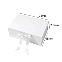 Boîte cadeau pliable noire et blanche personnalisée avec fermeture magnétique, ruban en satin, emballage rigide de luxe pour vêtements, bijoux, cadeaux