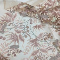 Tissu à sequins personnalisé S23166, fournisseur de tissus à sequins dorés, tissu brodé à sequins floraux