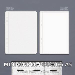 Mini <b>A5</b>/A6/A7 <b>Ring</b> <b>Binder</b> Pouch Frosted PVC Transparent Card Bag Waterproof Cash Envelope Folder Pattern Zipless Loose Leaf - Product Image 3
