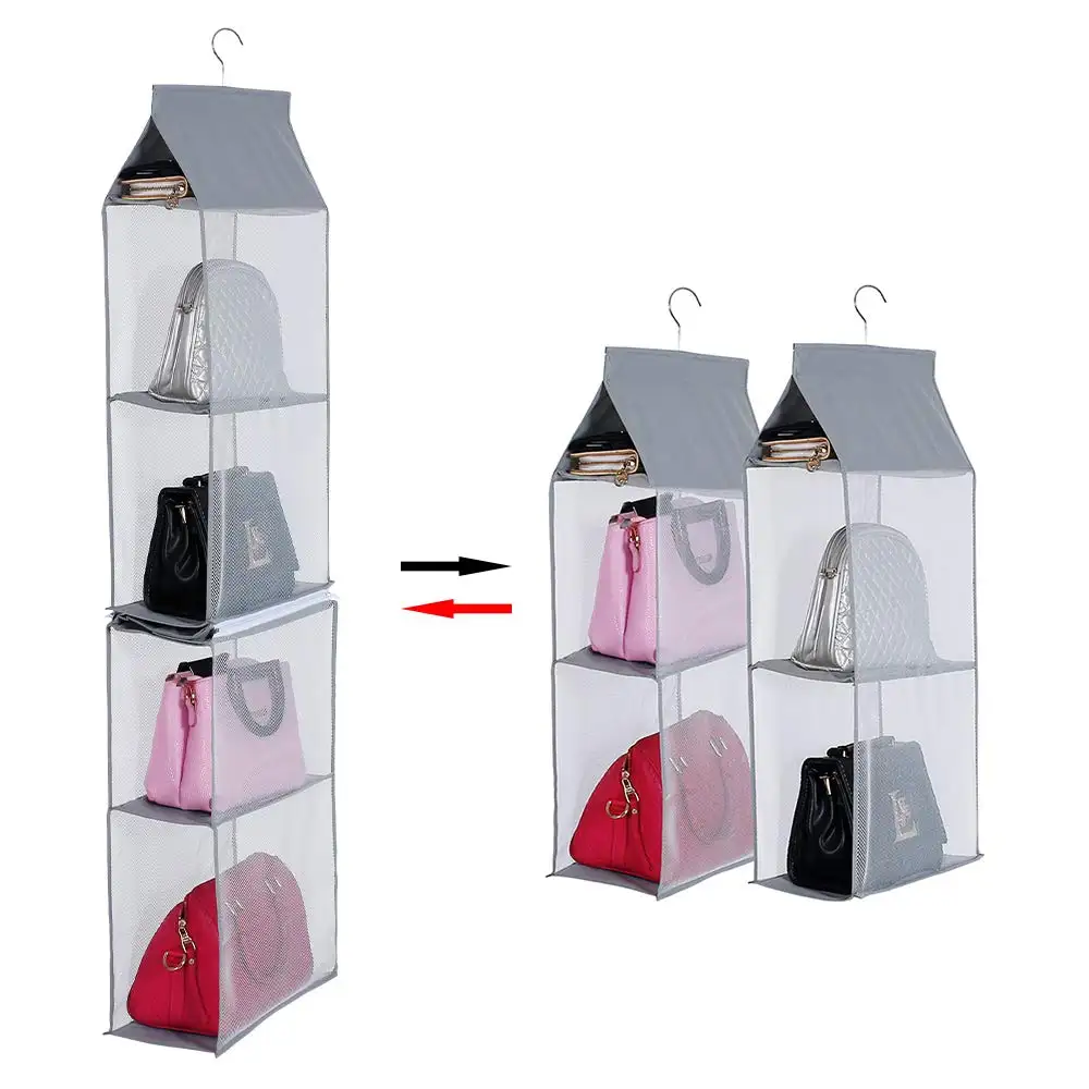 Non-Woven Fabric Hanging Storage holder Bag Double Side Hanging Closet Foldable Household Items