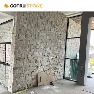 Design europeo moderno pietra arenaria bianca piastrelle in pietra naturale Modulare finitura superficiale pietra di coltura per la parete per alberghi - Product Image 6