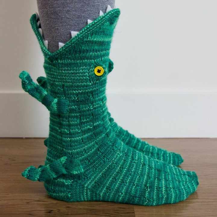 Cartoon Christmas Knitted Crocodile Socks New Home Floor Socks