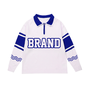 Pull en maille à col polo personnalisé avec broderie de lettres pour hommes, style universitaire, en coton, tendance, approvisionnement ODM, hiver - Product Image 5