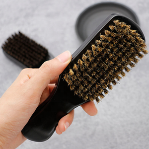 100% sisir bulu babi hutan 360 kualitas tinggi kayu alami berlekuk gelombang lembut bulu sikat jenggot pegangan panjang pria Oval ionik kompak - Product Image 5