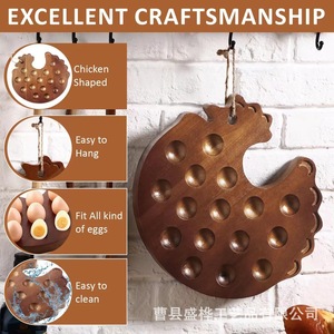 Bandeja de madera para huevos, forma irregular, 18 agujeros, estante de almacenamiento de cocina para huevos y aperitivos - Product Image 3