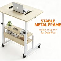 Bureau d'appoint multifonctionnel réglable en hauteur sur roulettes avec double rangement pour la maison, la chambre et le bureau