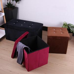 Capacità di carico 100 kg di stoccaggio in <span class=keywords><strong>velluto</strong></span> panca pouf pieghevole cubo di stoccaggio per soggiorno camera da letto ingresso - Product Image 4