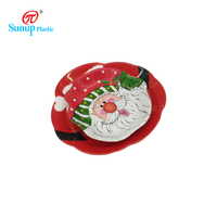Assiette jetable ronde en plastique rigide PP imprimée Père Noël pour bébé, idéale pour les cadeaux d'affaires